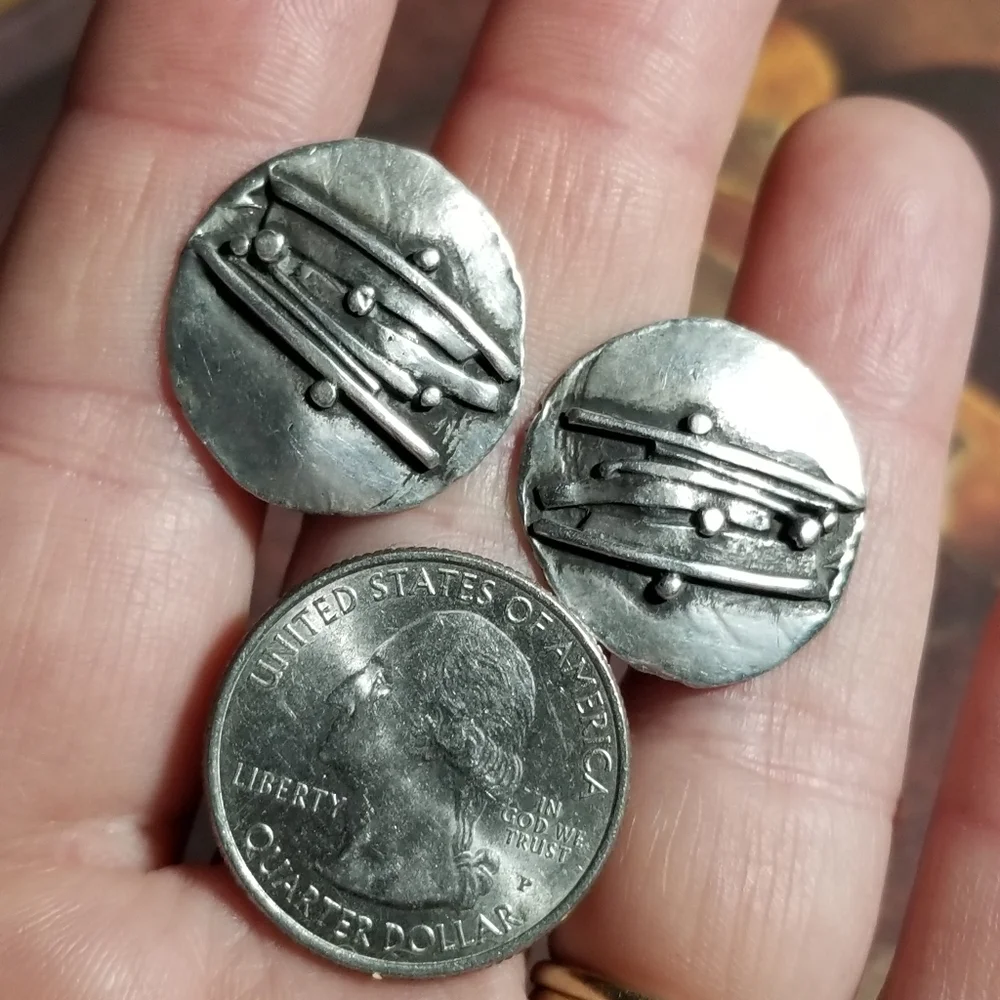 Vintage Sterling Silver cufflinks modernist design brutalist 925 domed circle